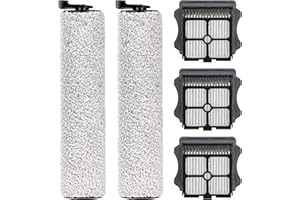 MIBUMIKI (5 Pieces) Replacement Brush Rollers and HEPA Filters Compatible with Tineco Floor One S3/ iFloor 3 Cordless Wet Dry Vacuum Cleaner, Replacement Parts Accessories Kit, 2 Brush Rollers, 3 HEPA Filters