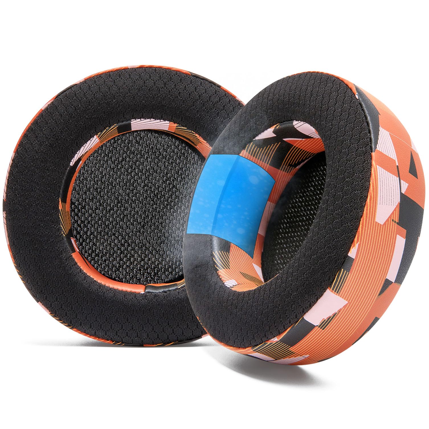 WC Freeze Virtuoso - Hybrid Fabric Cooling Gel Replacement Earpads for Corsair Virtuoso Gaming Headset, Made by Wicked Cushions, Improved Durability, Thickness and Sound Isolation | Orange Prism