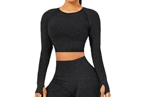 TZLDN Womens Workout Crop Tops Long Sleeve Shirt Women Thumbholes Yoga Gym Clothes Hollow Out Athletic Tight Tee