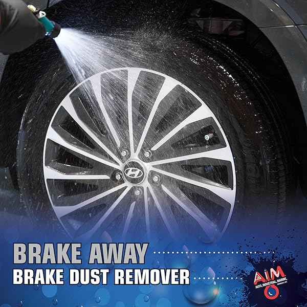AIM CHEMICALS BRAKE AWAY NON-ACID WHEEL & TIRE CLEANER – HEAVY DUTY DEGREASER & ENGINE CLEANER – REMOVES BRAKE DUST, GREASE, GRIME, ALUMINUM BRIGHTENERS – IDEAL FOR CARS, BOATS, RVS & EQUIPMENT, 1 GAL