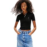 Tommy Jeans Womens Short Sleeve Knit Polo with Texture Details