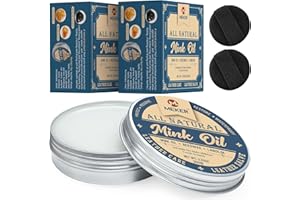 MEKER Mink Oil, Leather Conditioner and Cleaner 3.52oz-All-Natural Waterproof Soften and Restore Shoes