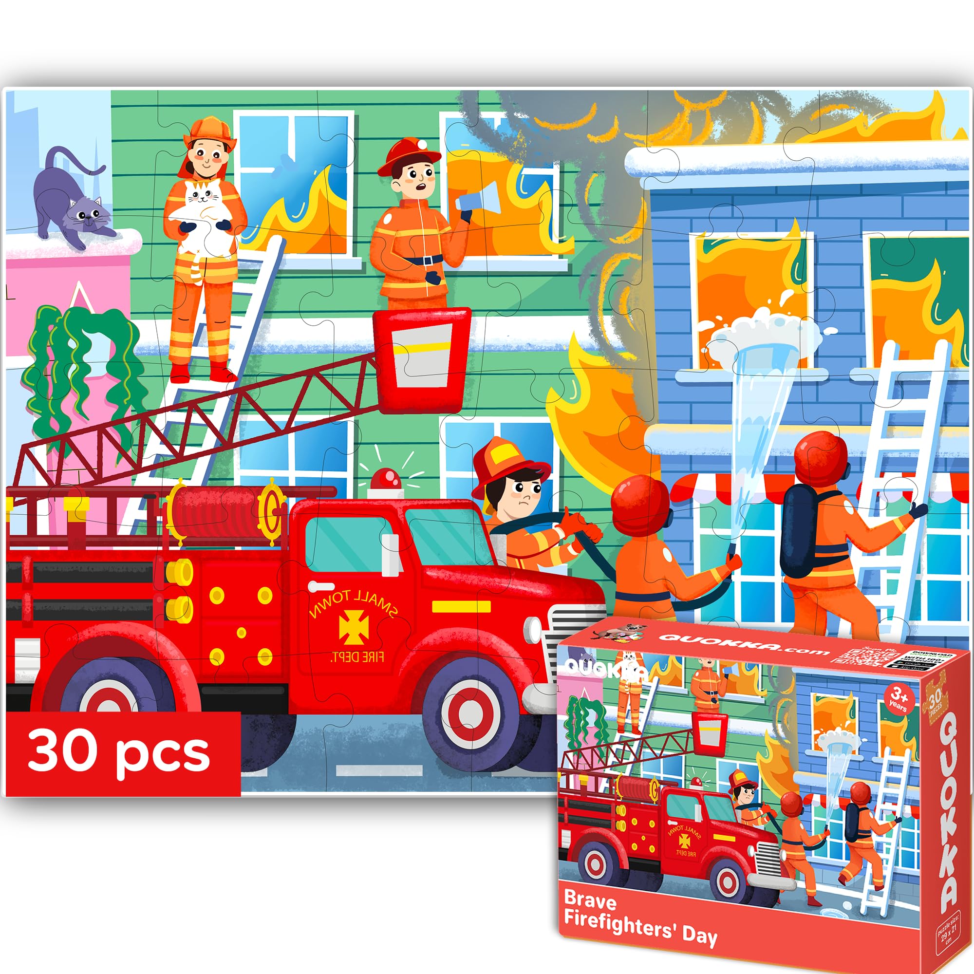 QUOKKA Jigsaw Puzzles For 3 4 Year Olds - Educational Toys Learning Firefighter For 4 5 Year Olds - Childrens Jigsaws Gift for Boy and Girl Age 3-6