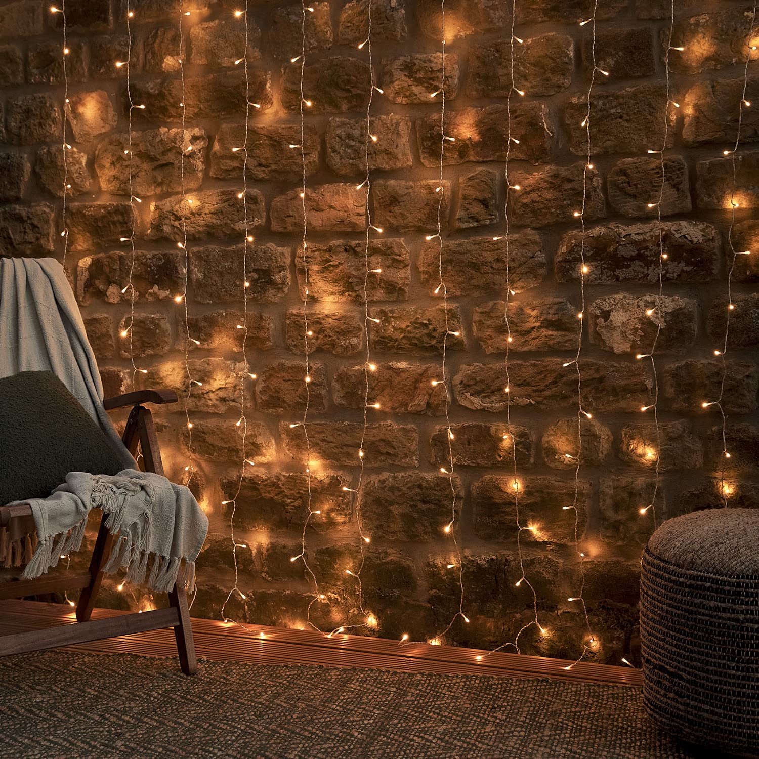 Lights4fun 2x2m Outdoor Garden Curtain Fairy String Lights 192 Multifunction LEDs Remote Controlled Mains Powered Waterproof IP44