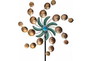 COOZZYHOUR 39" Metal Wind Spinners,Wind Sculptures Garden Stake Decorations,Outdoor Windmill for Yard and Garden Lawn Patio Decor(Bronze)