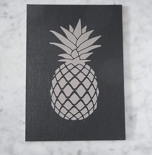 Amazon Com Pineapple Art Silver Pineapple Print On Black Canvas Panel Tropical Wall Decor 8 Inches X 10 Inches Handmade