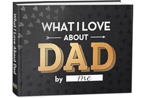 KYRAKO What I Love about Dad Book, Fill-in-the-Blank Book for Dad - Christmas Gifts for Dad from Daughter, Son, Kids - Dad Christmas Gifts, Stocking Stuffer - Birthday Gifts for Dad, Dad Birthday Gifts