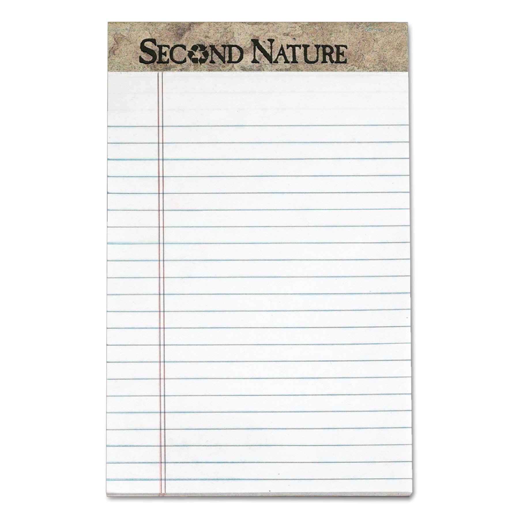 TOPS 74830 Second Nature Recycled Pads, Lgl/Margin Rule, 5 x 8, White, 50 Sheets (Pack of 12)