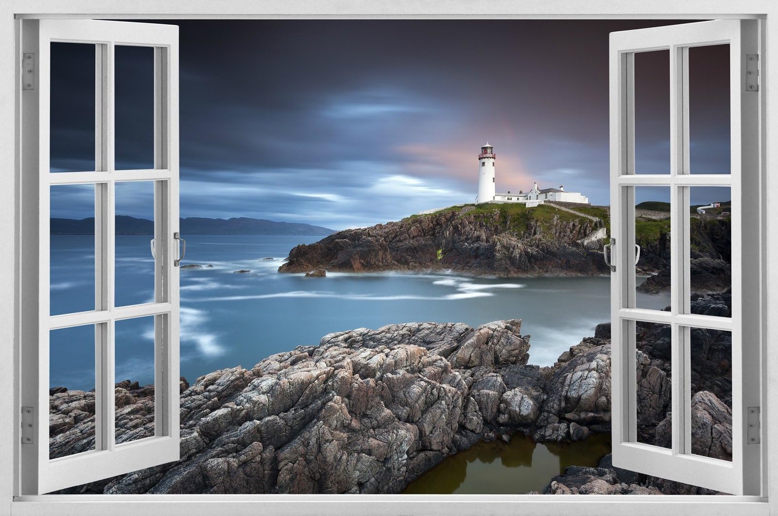 Mi Alma 3D Removable Vinyl Wall Mural Stickers White Window Frame Design โ Wide Variety of Realistic Views โ Easy to Apply Simply Peel & Stick โ Incomparably Durable Wall Decals Wallpaper