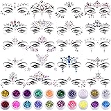 SIQUK 20 Sets Face Gems Glitter Mermaid Face Jewels Crystal Stickers with 20 Boxes Chunky Face Glitter Temporary Tattoos for 