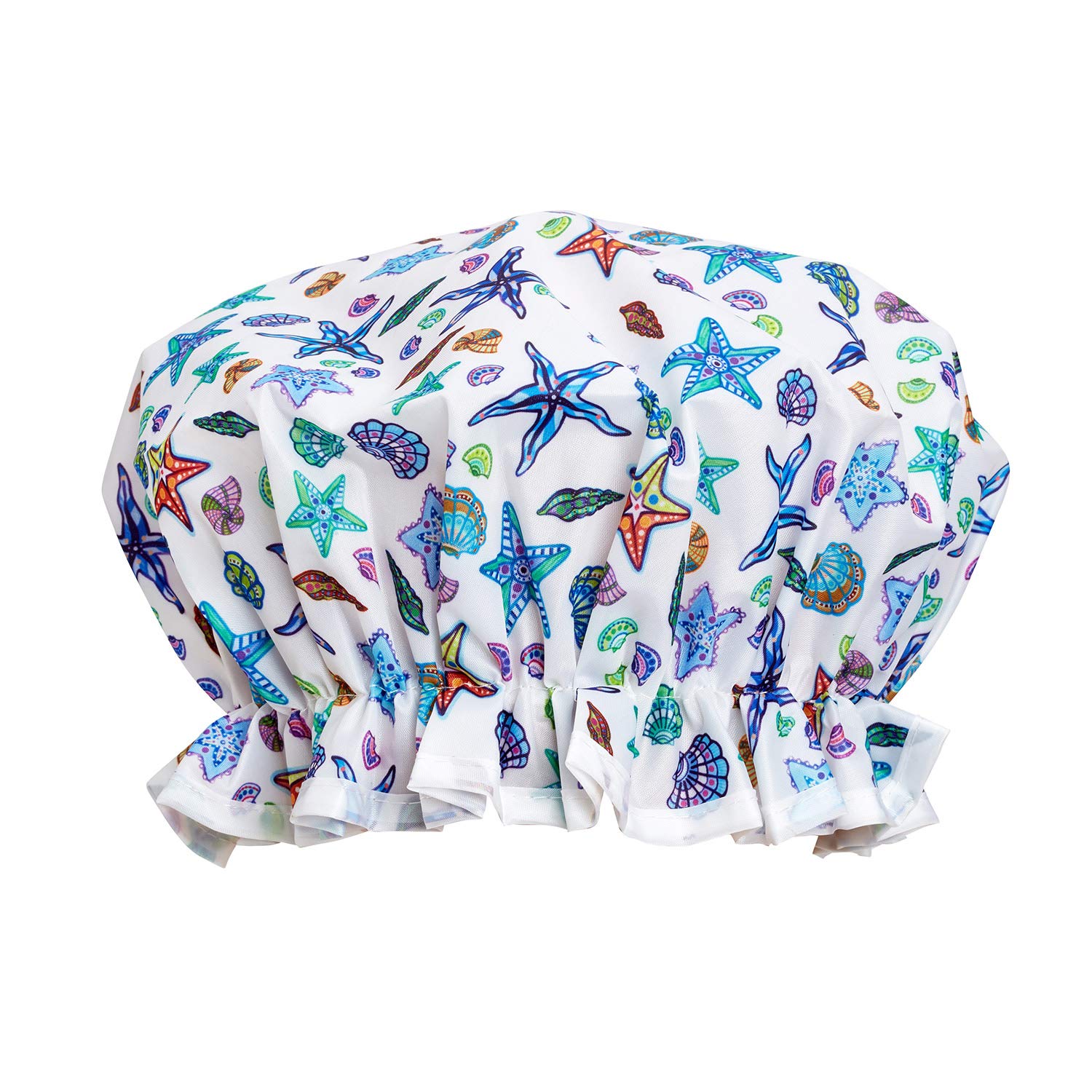 Bodylife Shower Cap Reusable Bath Cap Dual layered Waterproof Everything's Beachy 27cm's
