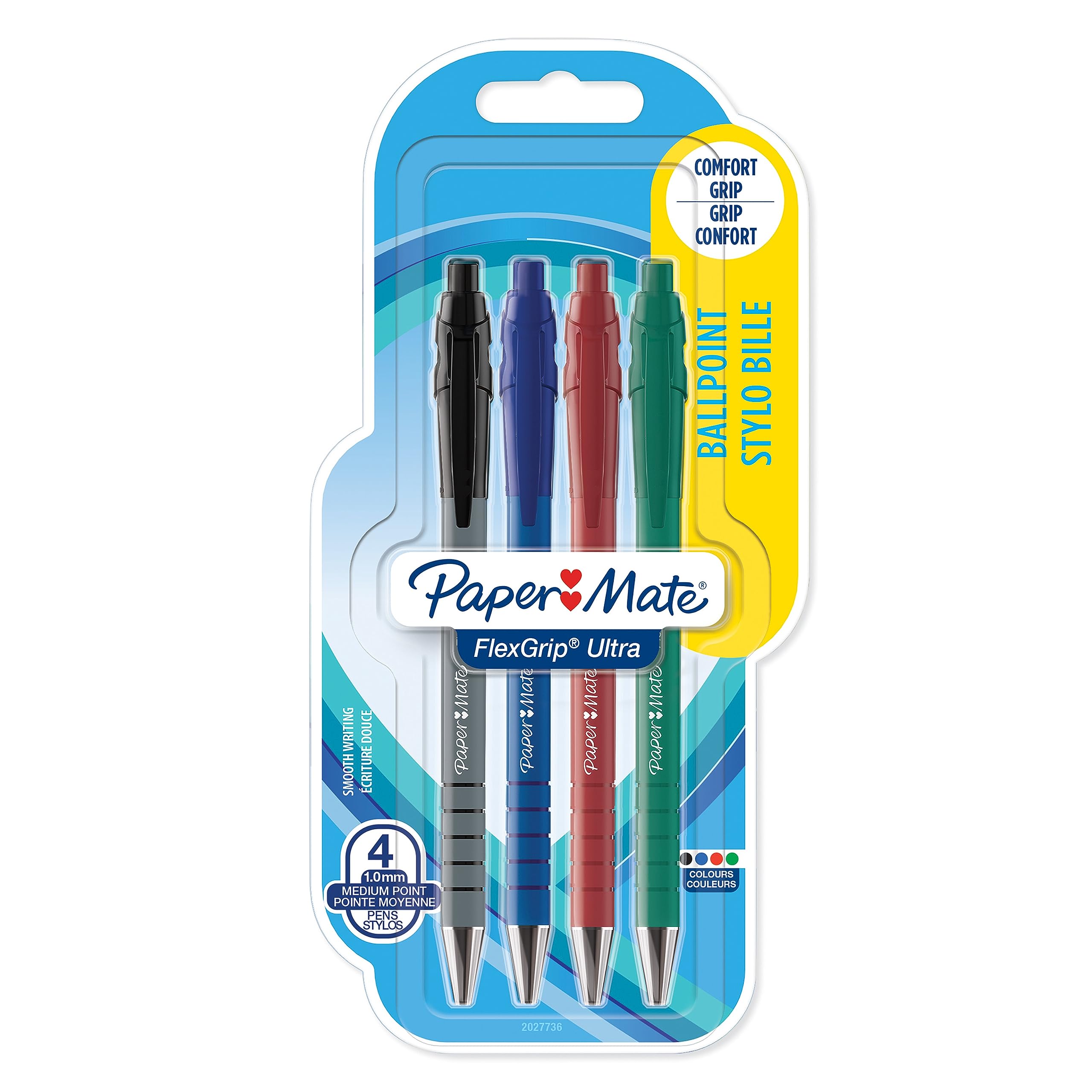 Paper Mate Flexgrip Ultra Retractable Ballpoint Pens | Medium Point (1.0mm) | Assorted Colours | 4 Count — image 1