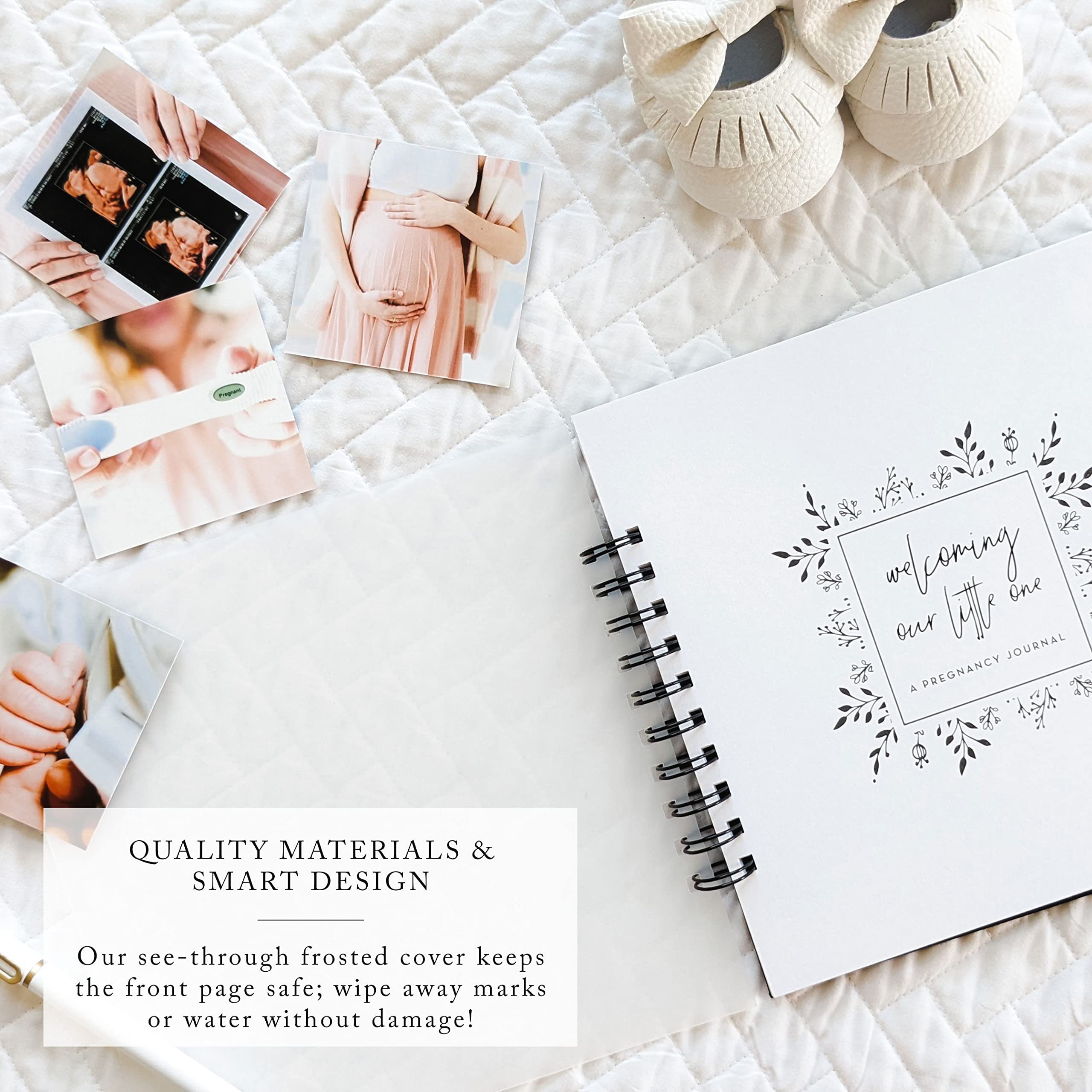 Pregnancy Journal: Welcoming Our Little One, A simple black and white keepsake journal to document important pregnancy milestones + add photos