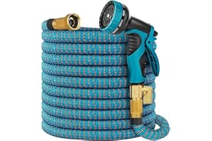 HOEDXIDU Expandable Garden Hose 110 ft, 2024 New Flexible Water Hose 110ft with 10 Function Spray Nozzle, Lightweight, No Kink, No Tangle, Expanding Hose With 3/4" Solid Brass Fittings