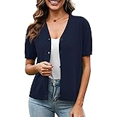VIISHOW Short Sleeve Lightweight Summer Cardigan for Women, Button Down Open Front V Neck Crochet Knit Cropped Bolero Shrugs