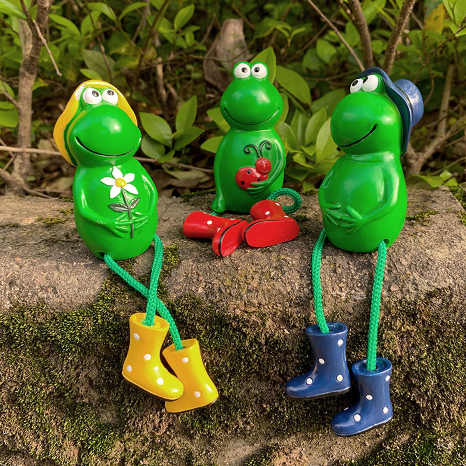 Youery Garden Frog Statue, 3 Hanging Legs Frog Garden Decoration, Resin Garden Decoration Statue, Critter Decoration, Frog Garden Decoration, Office Decoration, Balcony Decoration