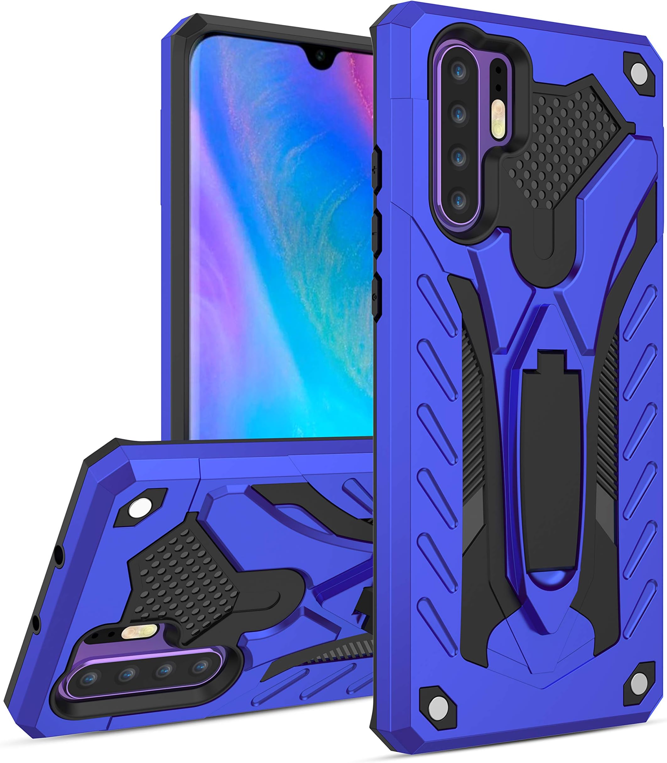 MILAN NICE Phone Case for Huawei P30 Lite Heavy Duty Litetective Hard Cover ShockLiteof Certified with Drop Tested with Smartphone Kickstand (Blue)