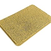 PureSwan Mustard Bathroom Rugs – Absorbent and Washable Bath Mat, Non-Slip, Thick Soft Chenille Bath Rugs for Bathroom Floor, Shower, Sink - 17" x 24"