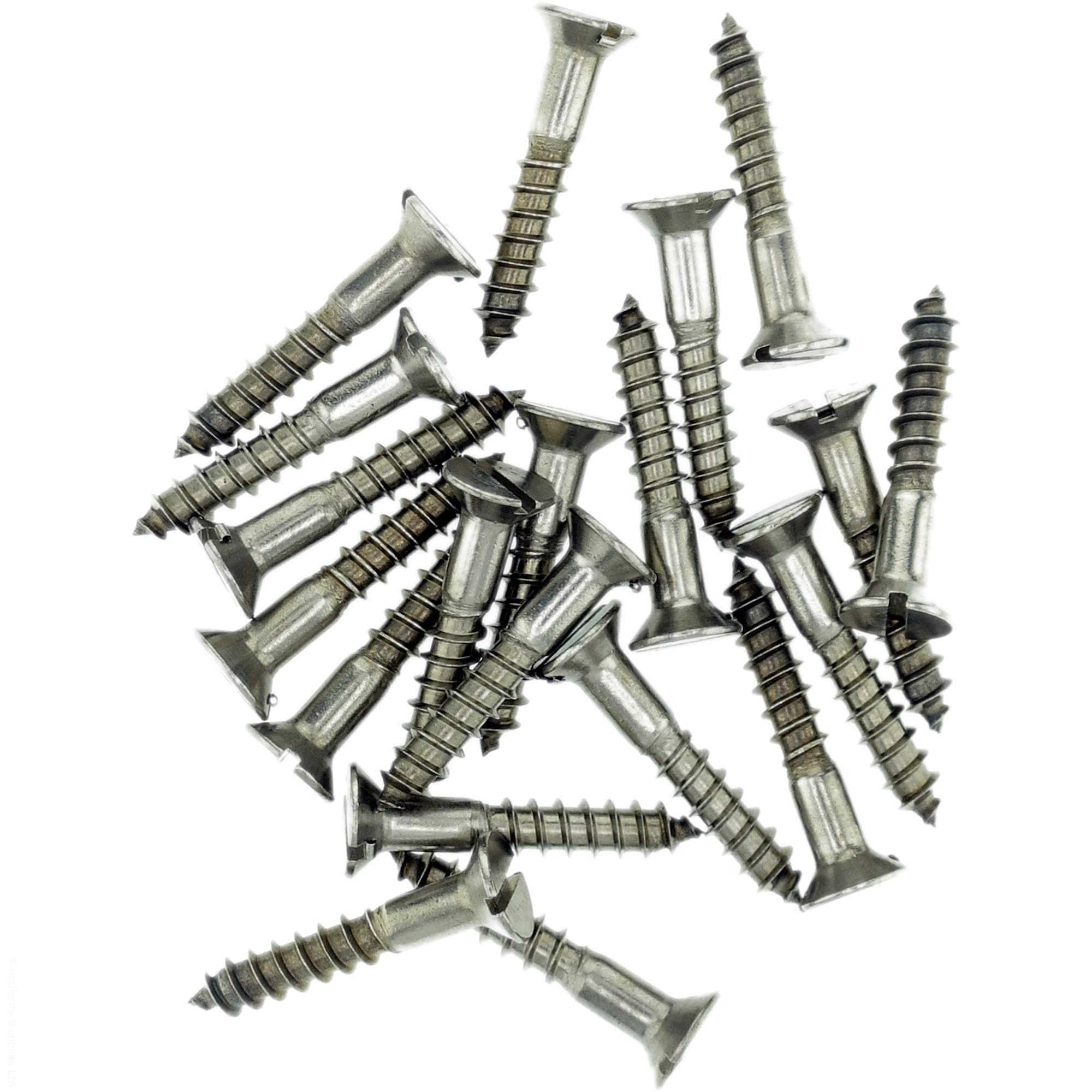 No.12 x 1.98 (5.5mm x 50mm) Slot Countersunk Wood Screw - Stainless Steel (A2) (Pack of 20)