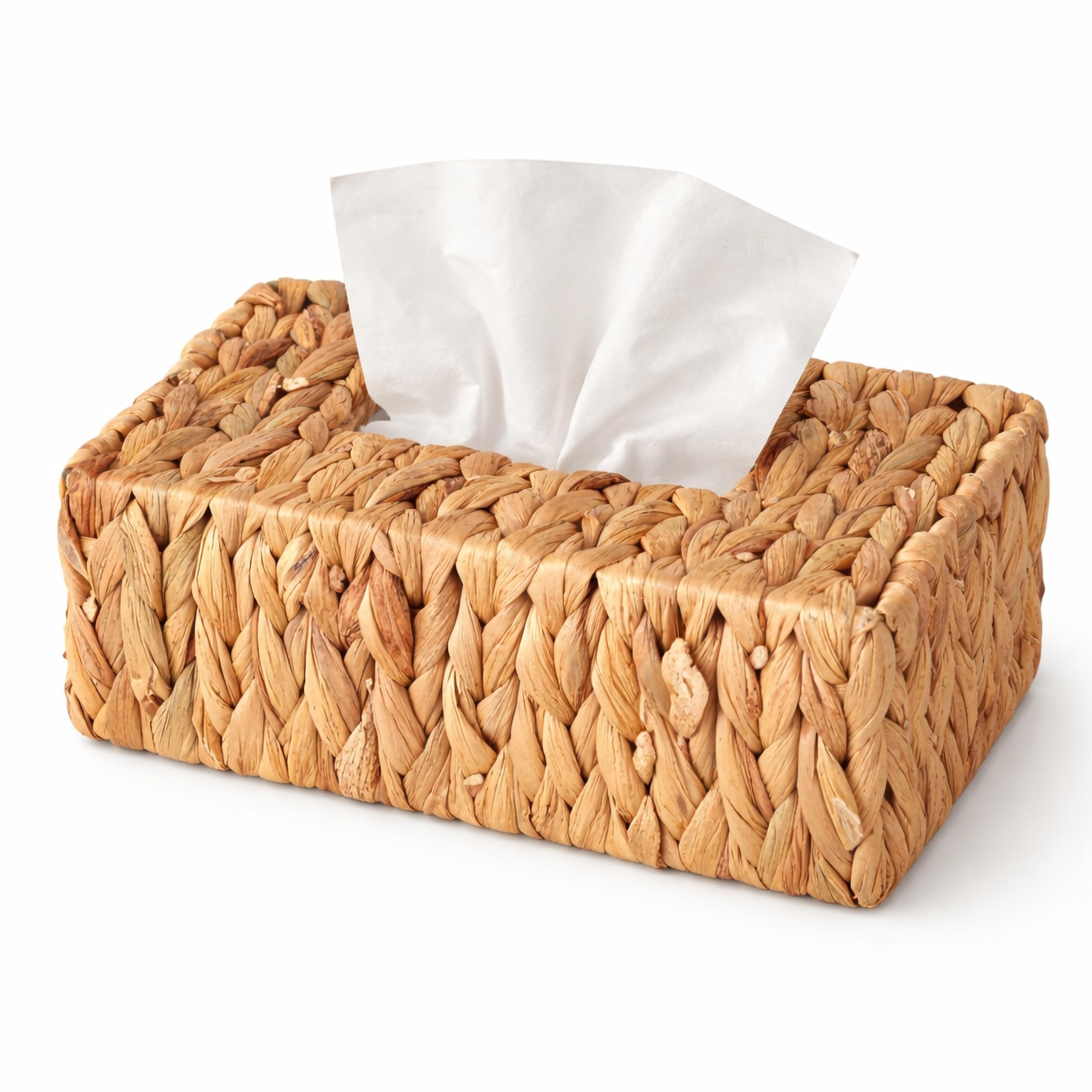 Vintiquewise Water Hyacinth Wicker Rectangular Tissue Box Cover, Brown, 10" W x 6" D x 3.5" H