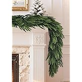 6 Ft Extra Full Christmas Garland Delux Real Touch Norfolk Pine Garland Christmas Decorations Lush Realistic Greenery Garlands for Mantle, Table, Stair, Railing, Fireplace Indoor Outdoor Holiday Decor