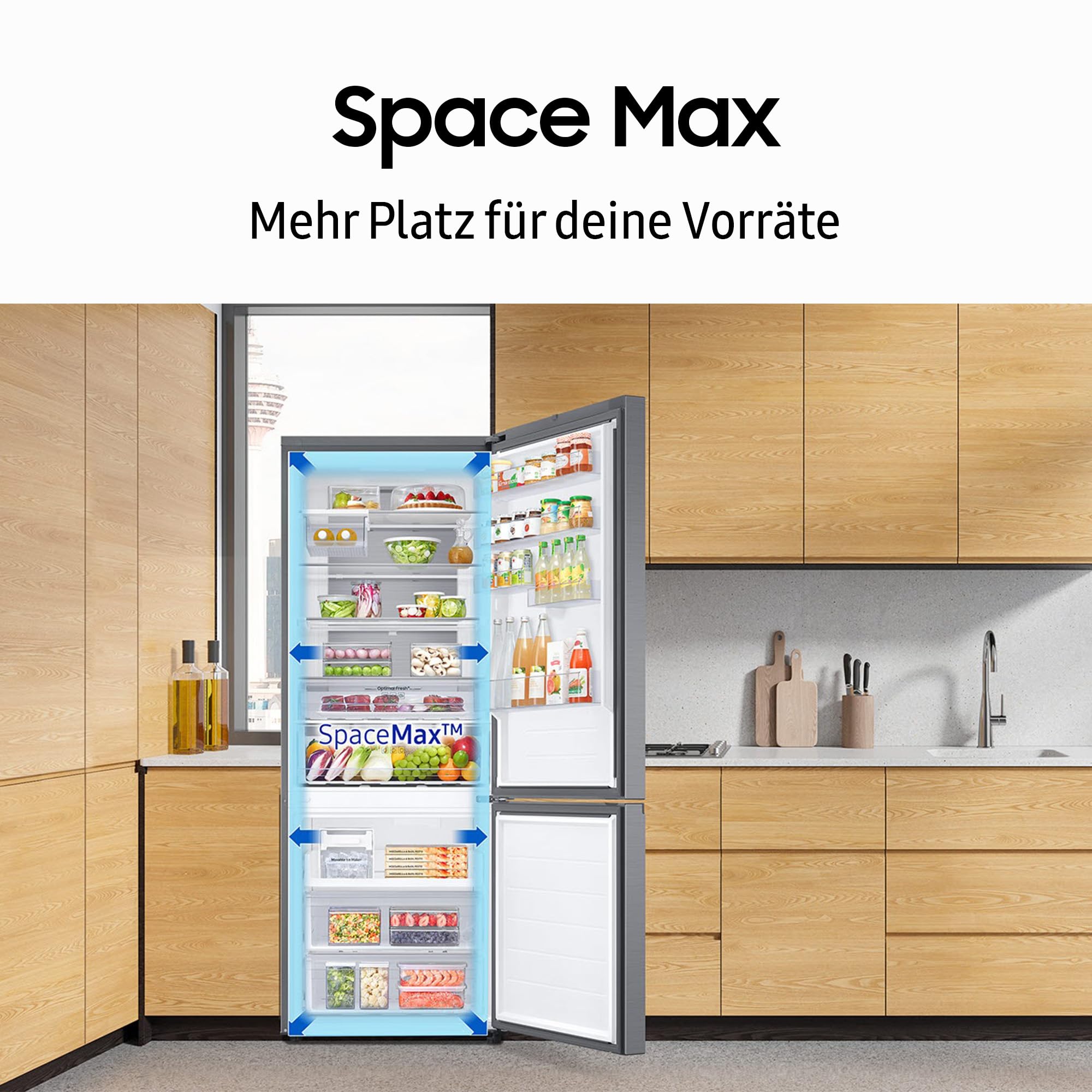Samsung RL38T607BB1/EF Kühl-Gefrierkombination, 203 cm, 387 l, Kühlschrank mit Gefrierfach, Twin Cooling+, No Frost+, SpaceMax, Optimal Fresh+, Humidity Fresh, Premium Black Steel 6