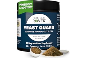 FOUR LEAF ROVER Yeast Guard for Dog Yeast - Veterinarian Formulated - Supports Healthy Skin, Ears & Paws - 100% Natural with Organic Herbs - 30 Day Medium Dog Supply