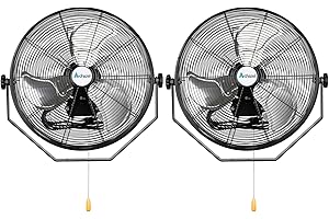 ACHAZEL 18'' 4300 CFM Industrial Wall Mount Fan, High Velocity Wall Fan with Full-enclosed Motor, 3-speed Settings Heavy Duty Metal Barn Fans for Warehouse, Workshop, Garage and Shop, 2-Pack