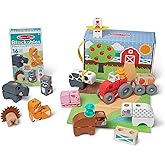 Melissa & Doug Blockables™ Farm and Farm Friends 2-Pack Bundle Connectable Wooden Building Blocks Preschool Play Set Toy