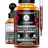 Liquid Magnesium Glycinate 420 Mg with Natural Tart Cherry Extract | Magnesium Glycinate Drops Supplement for Sleep, Mood & Mobility Support | Tart Cherry Extract