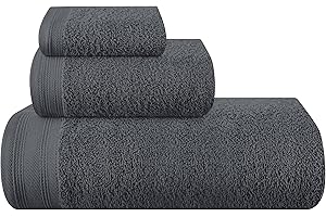 MALLONI HOME Ultra Soft 3 Pack Cotton Towel Set, Contains a Bath Towels 28x55 inch, a Hand Towels 16x24 inch & a Wash Coths 12x12 inch, Ideal Everyday use, Compact & Lightweight - Charcoal Grey