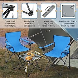 HaSteeL Folding Camping Chair Set of 3, Foldable
