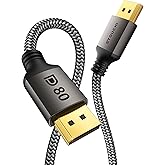 Stouchi 80Gbps DisplayPort 2.1 Cable [10FT/3M], UHBR20 [16K 8K 4K@540Hz] DP Cord, Support FreeSync G-Sync, DSC 1.2a, Snag-Free Connector for RTX 5090/4090,RX 9070,Gaming Monitor