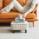 YMYNY 42cm Footstool Rectangle Ottoman with Wooden Legs Linen Fabric view 4