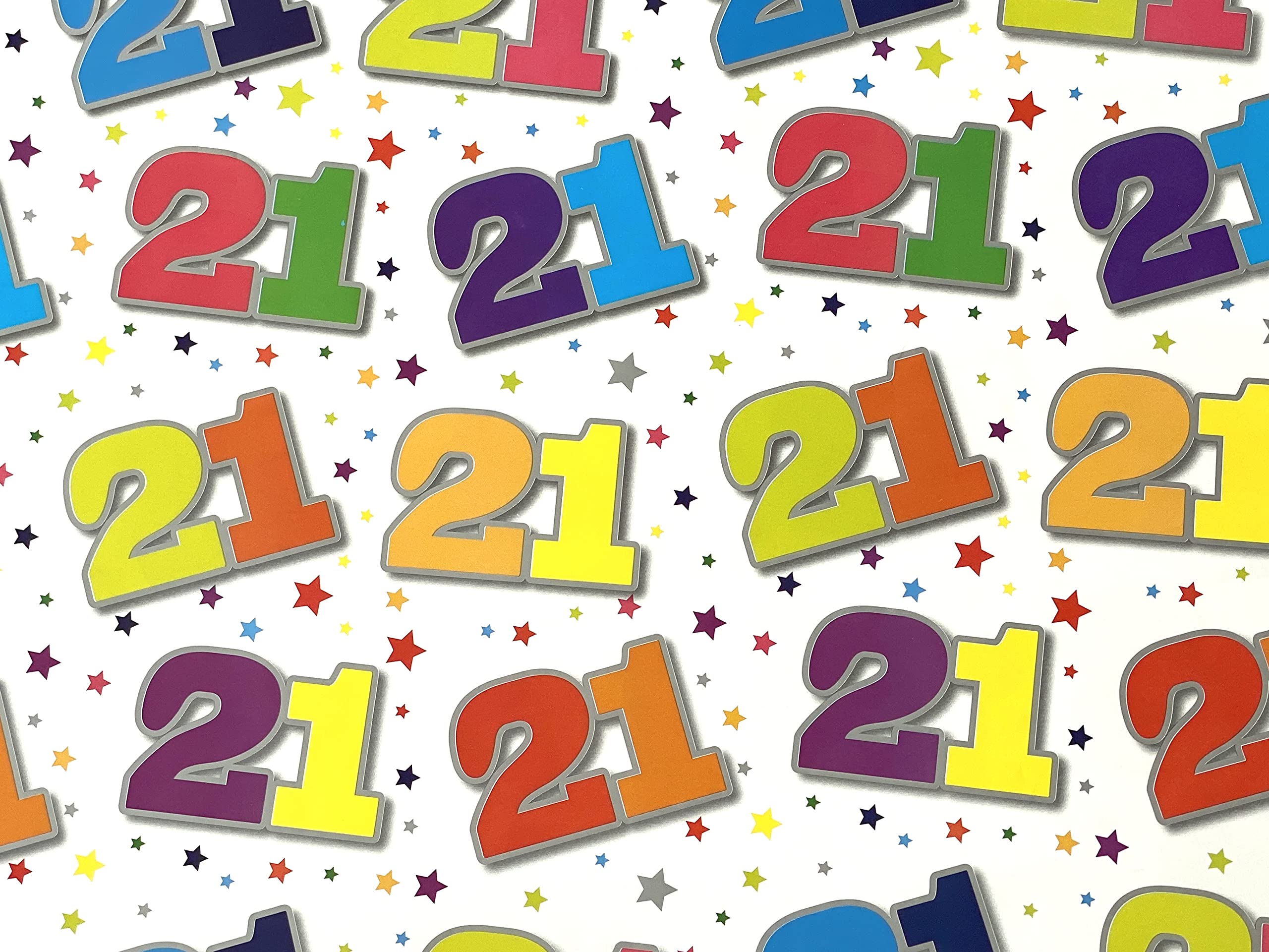 Birthday Wrapping Paper - 2 Sheets Of Gift Wrap & one Tags - 21st Birthday - SE2608