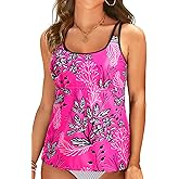 Women Swim Tankini Top Only - Tummy Control Bathing Suit Top Double Strap Swimwear Top Loose Fit 2025