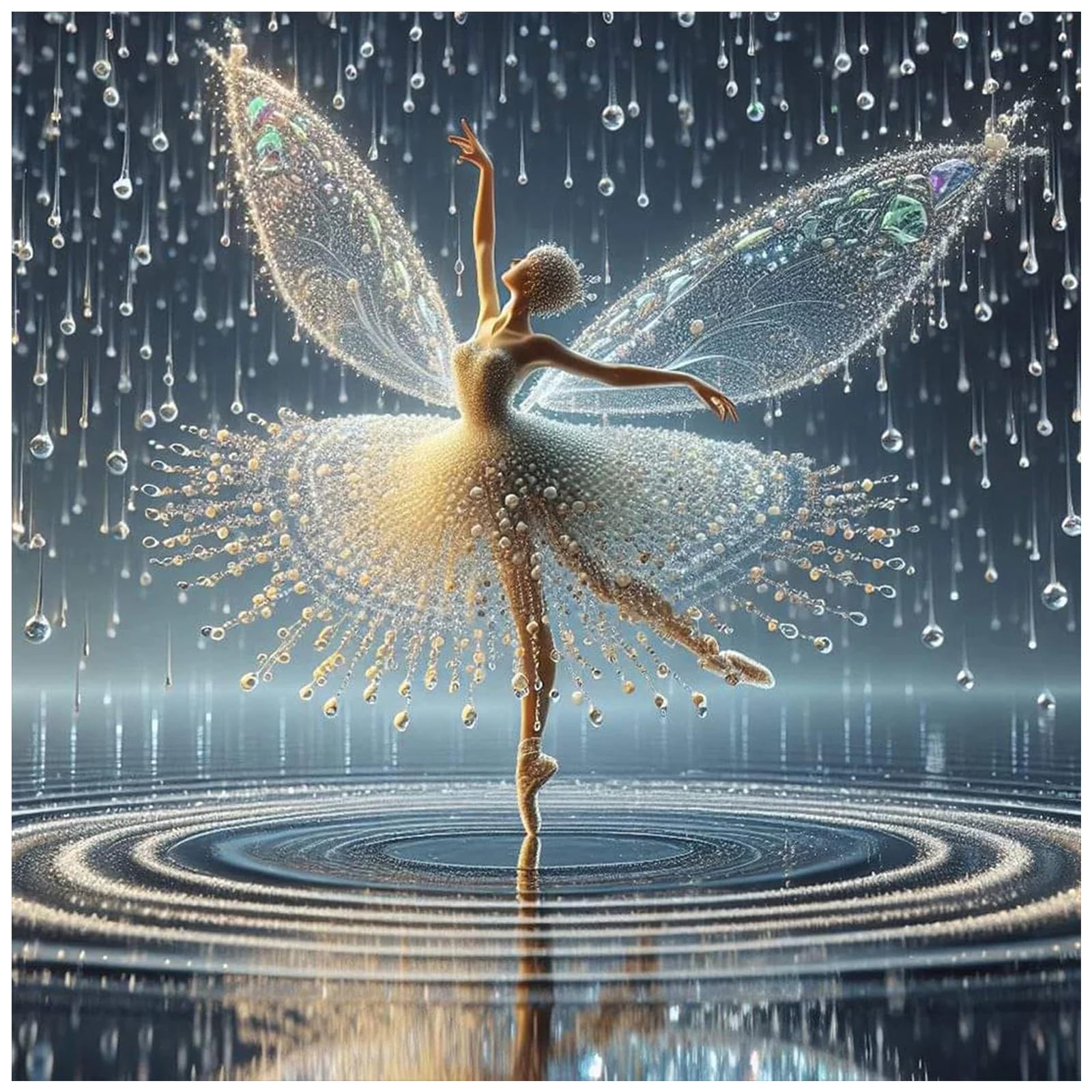 Lophomie Diamond Art Kits for Adults, 5D DIY Angel Wings Fairy Diamond Painting Kits for Adults Beginners, Diamond Dots Kits Gem Arts Crafts for Home Wall Decor 14x14 Inch