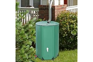 Rain Barrels, RIOBOW Collapsible Rain Barrel Rainwater Collection System Rain Water Collection Barrel Water Barrel Portable Rainwater Storage Tank for Garden 3/4'' Hose (53 Gallon Green with Zipper)