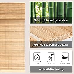 LazBlinds Cordless Bamboo Roman Shades, Light