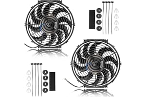 GDLIN 12 Inch Radiator Cooling Fan, 12 Inch Radiator Cooling Fan Universal Slim Fan Push Pull Electric Radiator +12v 80W Mount Kit