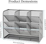Marbrasse Mesh Desk Organiser 9 Compartments Pen Holder Silver view 6