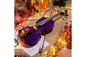 ARTALL 4/4 Handmade Student Acoustic Violin Beginner Pack with Bow, Hard Case, Chin Rest, Spare Strings, Rosin and Bridge, Glossy Purple