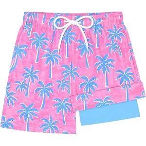 Olreco Boys Swim Trunks with Compression Liner Quick Dry Kids Bathing Suit Boys Board Shorts Teen Swimsuit Boys Swim Shorts