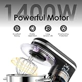 Aucma Stand Mixer 6.2L 1400W with Bowl Beater Hook Whip Black view 4