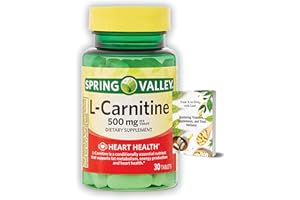 Spring Valley L Carnitine L Tartrate 500 mg Fitness Supplement for Weight Loss Support - 30 Tablets | carnitine supplement | + Guide: From A to Zinc with LUAL