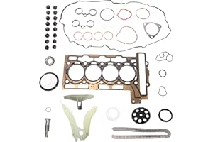 JAVOUKA Engine Timing Chain Kit W/Sprocket and Head Gasket Set, for Mini Cooper R56 Hatchback 07-08, for Mini Cooper R55 R56 09-12, Replace# 20606049609 2146826246, 1.6L L4 DOHC Turbocharged N14B16C, N14B16A