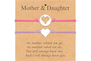YELUWA 2 Pcs Mother Daughter/Son Bracelets, Back to School Gift, First Day of School Gifts, Lovely Charm Bracelets Set for Daughter/Son from Mother Mommy and Me Jewelry with Gift Box Wish Card