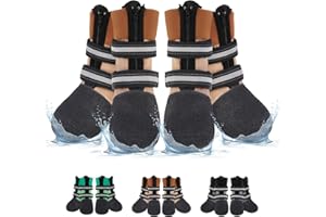 BEAUTYZOO Waterproof Dog Shoes for Winter Cold Weather, Anti-Slip Dog Socks Boots & Paw Protectors, Zipper Dogs Booties to Prevent Licking, Indoor Outdoor Reflective for Small Medium Large Senior Dogs