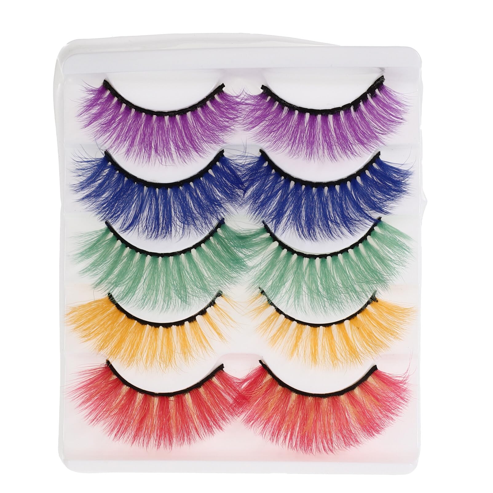 Lurrose 5 Pairs Colored False Eyelashes Long Dramatic False Eyelashes Eye Lashes Extension for Halloween Makeup Dance Party