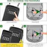 Diyife Key Safe Weatherproof Lock Box 4-Digit Combination Removable Wire Rope view 7